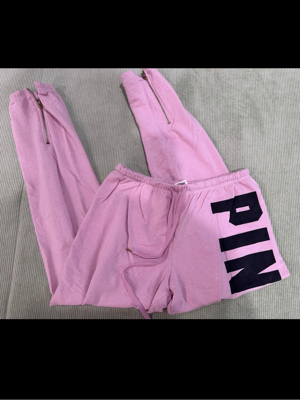 PINK Victoria's Secret Light Pink Jogger Sweatpants with Black Logo